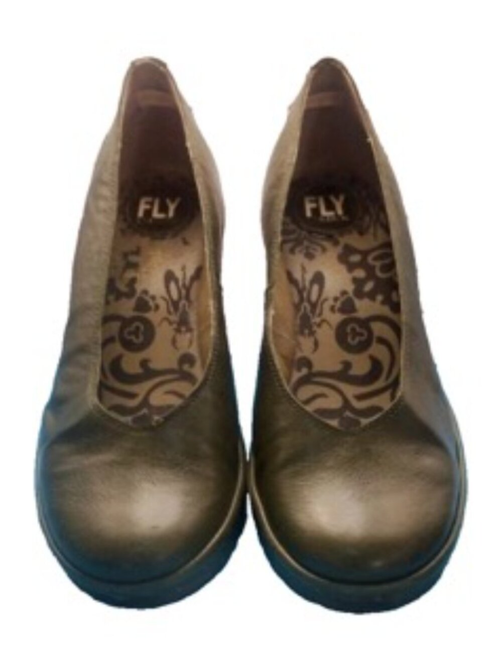 Fly London Yaz Smooth Leather Slip On Wedge Pumps Forest Green Size 9